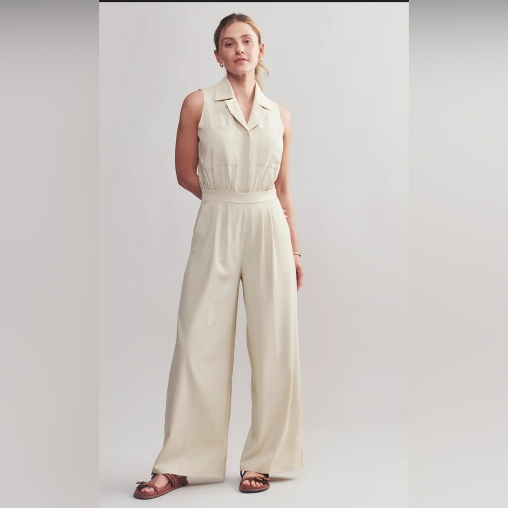 Elegant Cream Sleeveless Jumpsuit-Rhône - Picture 3 of 12